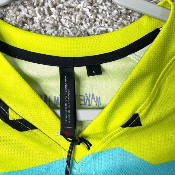 Specialized Jersey Women’s Large Andorra Sport Neon V-Neck Trail Cycling NWT - Picture 2 of 7